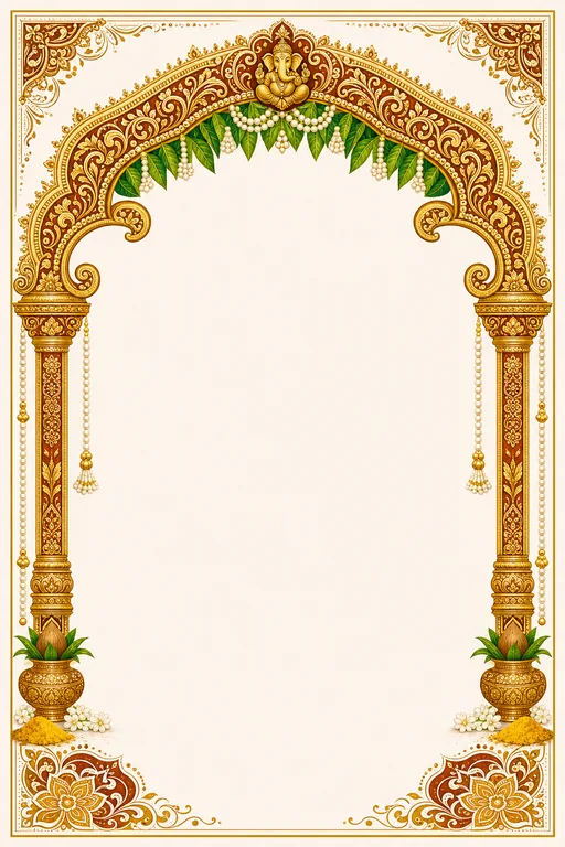 Pelli (Muhurtham) — Telugu Muggu-Gold Wedding Suite — invitation page