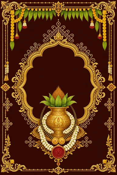 Telugu Muggu-Gold — Telugu Wedding invitation card design