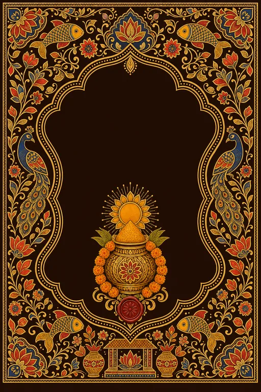 Haldi (Ubtan) — Bihar Madhubani Wedding Suite — Maithili Hindu Traditional Haldi (Ubtan) invitation card design from Ayozan
