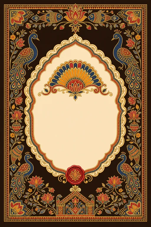 Reception — Bihar Madhubani Wedding Suite — Maithili Hindu Traditional Reception invitation card design from Ayozan