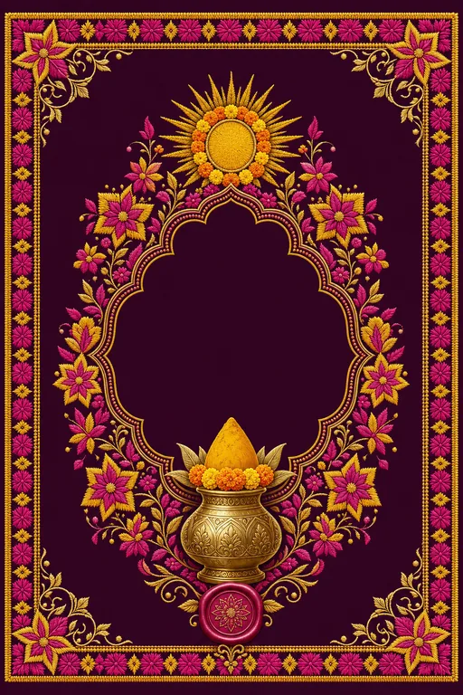Haldi — Haryana Bagh-Phulkari Wedding Suite — Hindu Traditional Haldi invitation card design from Ayozan