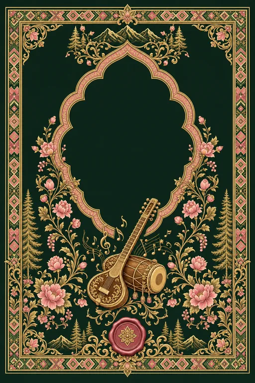 Sangeet — Himachal Kangra-Pahari Wedding Suite — Hindu Traditional Sangeet invitation card design from Ayozan