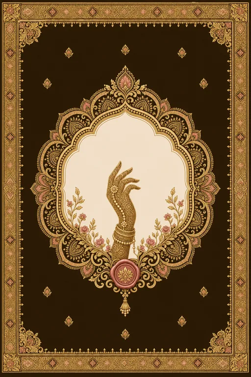 Mehndi — Madhya Pradesh Chanderi Wedding Suite — Hindu Traditional Mehndi invitation card design from Ayozan