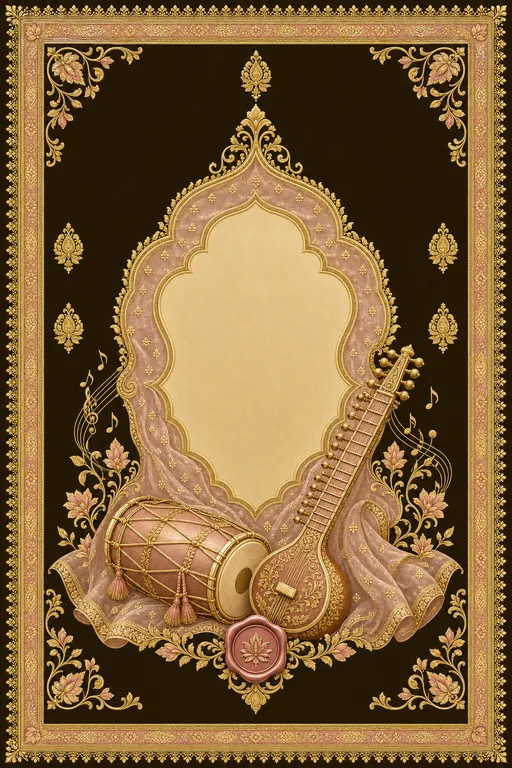Sangeet — Madhya Pradesh Chanderi Wedding Suite — Hindu Traditional Sangeet invitation card design from Ayozan