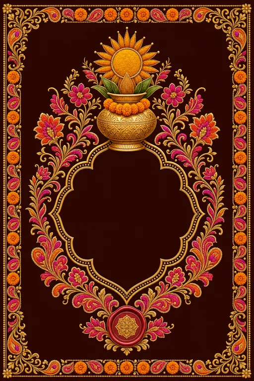 Vatna / Maiyan — Punjab Phulkari Wedding Suite — Punjabi Hindu Traditional Vatna / Maiyan invitation card design from Ayozan