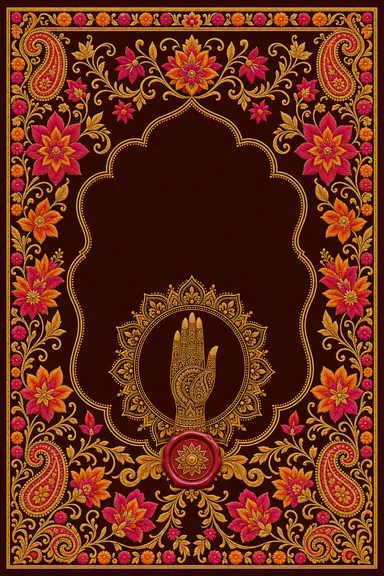 Mehndi — Punjab Phulkari Wedding Suite — Mehndi card design