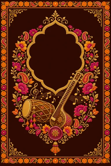 Sangeet — Punjab Phulkari Wedding Suite — Sangeet card design