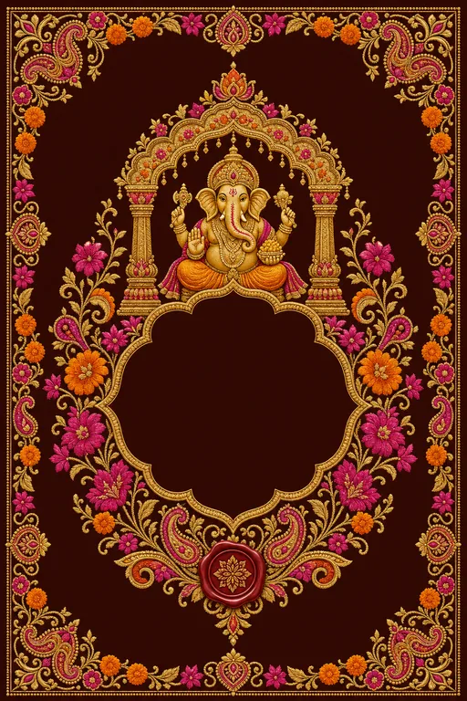 Vivah — Punjab Phulkari Wedding Suite — Punjabi Hindu Traditional Vivah invitation card design from Ayozan