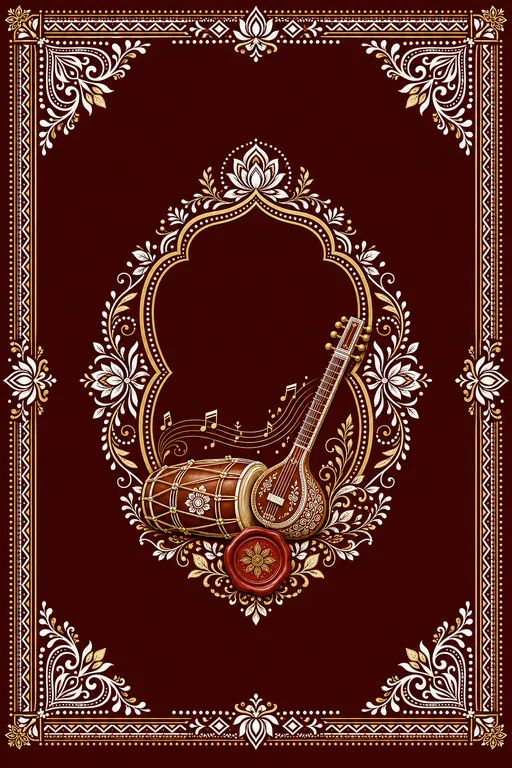 Sangeet — Uttarakhand Aipan Wedding Suite — Uttarakhandi Hindu Traditional Sangeet invitation card design from Ayozan