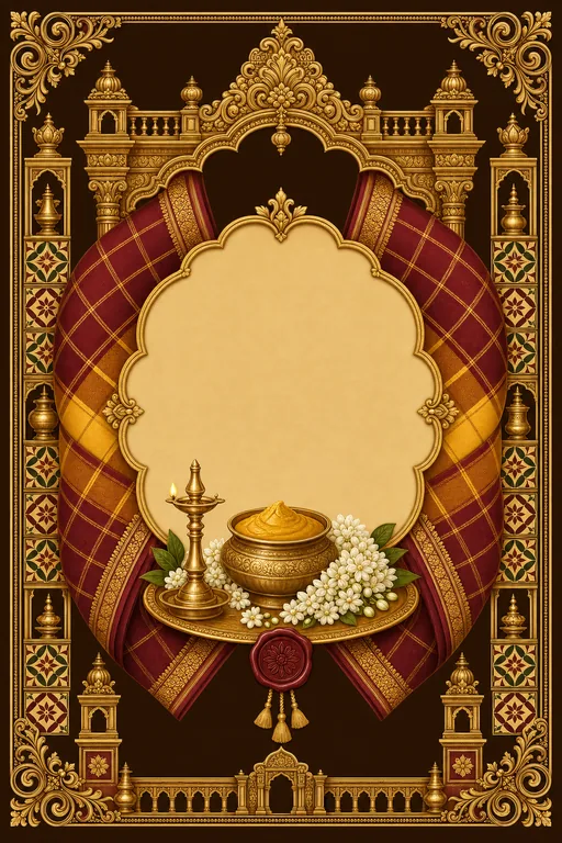 Nalangu — Chettinad Nattukottai Wedding Suite — Tamil Hindu Traditional Nalangu invitation card design from Ayozan