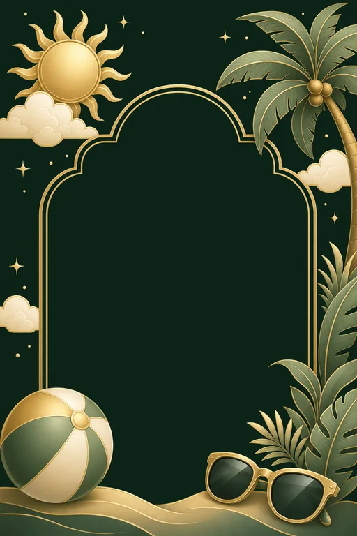 Summer Break — Emerald — Traditional Summer Break invitation card design from Ayozan