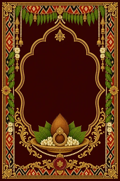 Nischitartham — Andhra Pochampally Ikat Wedding Suite — Telugu Hindu Traditional Nischitartham invitation card design from Ayozan