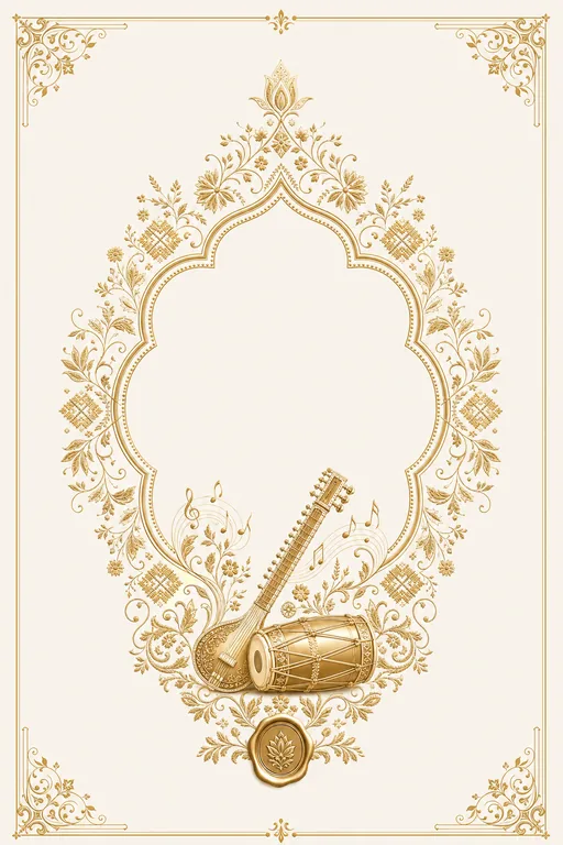 Sangeet — Haryana Bagh — Foil Wedding Suite — Hindu Traditional Sangeet invitation card design from Ayozan