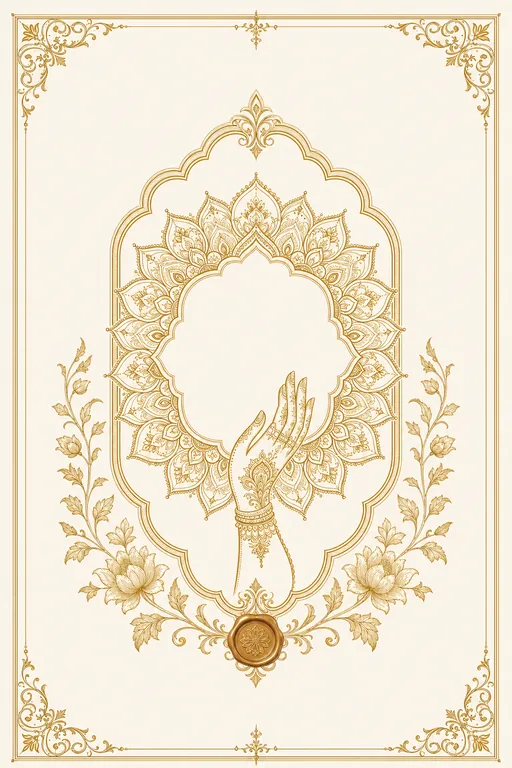 Mehndi — Himachal Kangra — Foil Wedding Suite — Hindu Traditional Mehndi invitation card design from Ayozan