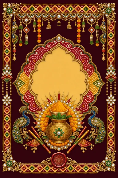 Pithi — Gujarati Bandhani-Patola Wedding Suite — Haldi card design