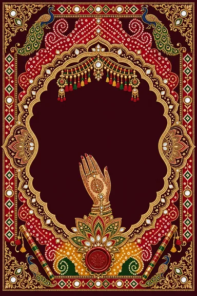 Mehndi — Gujarati Bandhani-Patola Wedding Suite — Mehndi card design