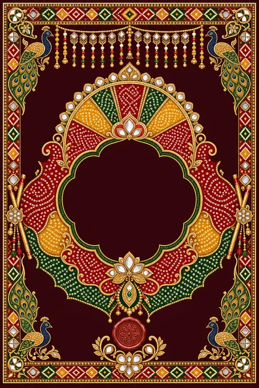 Reception — Gujarati Bandhani-Patola Wedding Suite — Gujarati Hindu Traditional Reception invitation card design from Ayozan