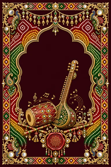Sangeet / Garba — Gujarati Bandhani-Patola Wedding Suite — Sangeet card design