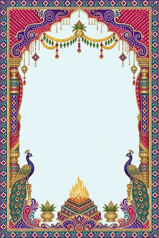Lagna (Vivah) — Gujarati Bandhani-Patola Wedding Suite — invitation page