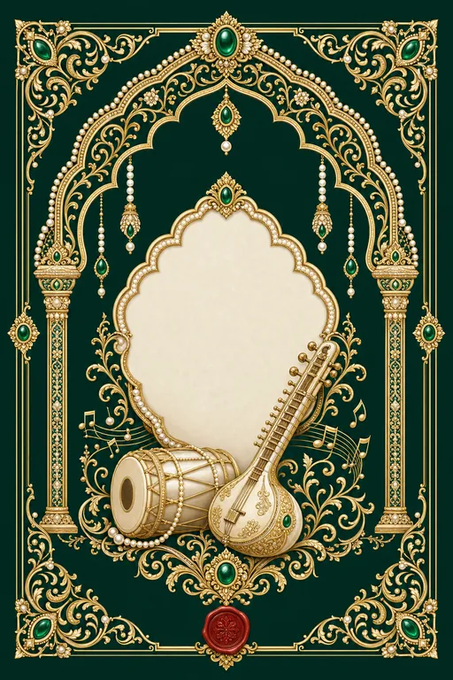 Sangeet — Hyderabadi Nizami Wedding Suite — Hyderabadi Hindu Traditional Sangeet invitation card design from Ayozan