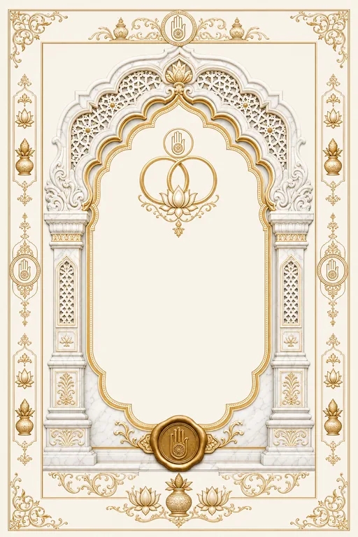 Engagement — Gujarati Jain — Vivah Wedding Suite — Gujarati Jain Traditional Engagement invitation card design from Ayozan