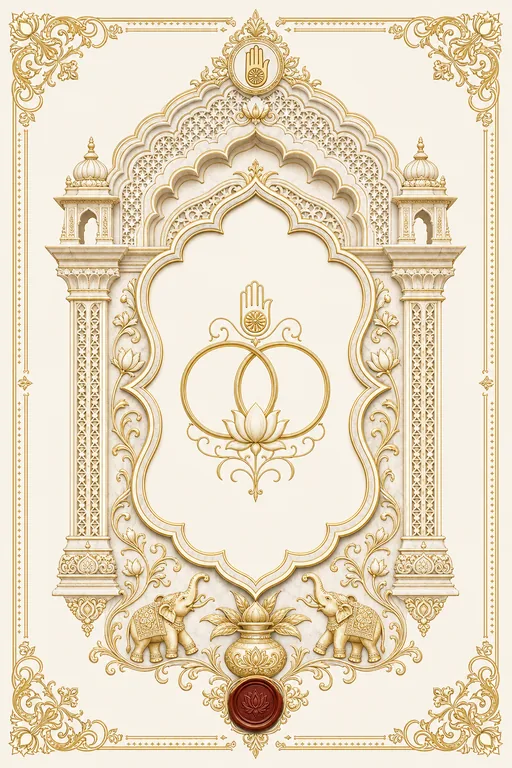 Engagement — Rajasthani Jain — Vivah Wedding Suite — Rajasthani Jain Traditional Engagement invitation card design from Ayozan