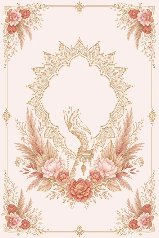 Mehndi — North Modern — Blush Fusion Wedding Suite — North Indian Hindu Traditional Mehndi invitation card design from Ayozan