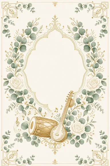 Sangeet — North Modern — Eucalyptus Fusion Wedding Suite — Sangeet card design