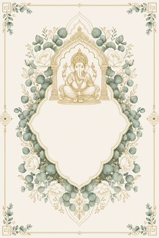 Vivah — North Modern — Eucalyptus Fusion Wedding Suite — North Indian Hindu Traditional Vivah invitation card design from Ayozan