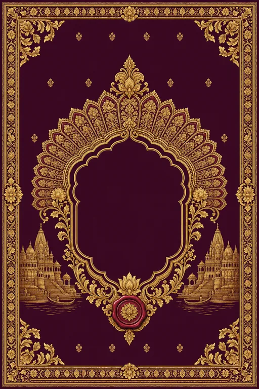 Reception — UP Banaras — Brocade Wedding Suite — Awadhi Hindu Traditional Reception invitation card design from Ayozan