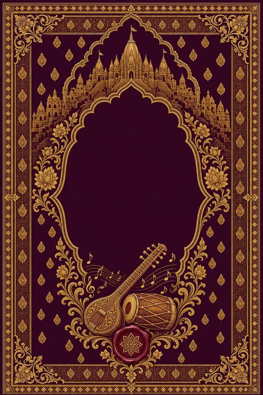 Sangeet — UP Banaras — Brocade Wedding Suite — Awadhi Hindu Traditional Sangeet invitation card design from Ayozan