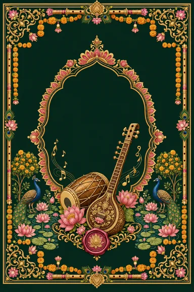 Sangeet — UP Braj — Krishna Pichwai Wedding Suite — Sangeet card design