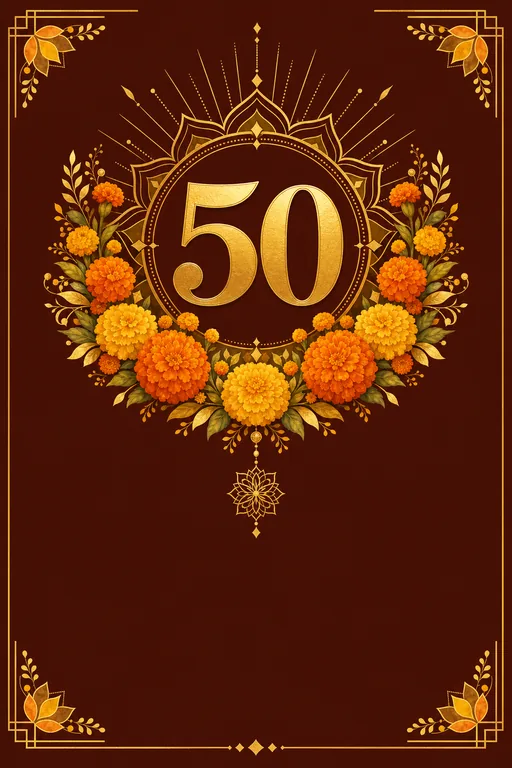 Golden Jubilee · Fusion — Botanical Anniversary invitation card design from Ayozan