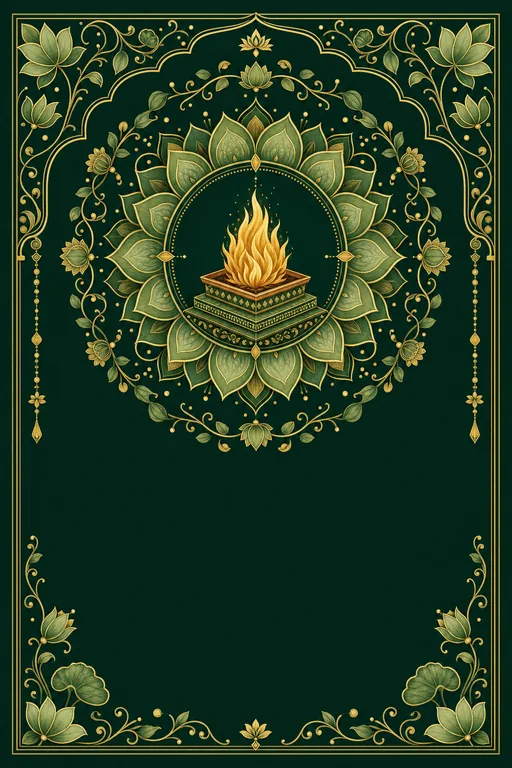 Ayush Homam · Fusion — Hindu Botanical Ayush Homam invitation card design from Ayozan