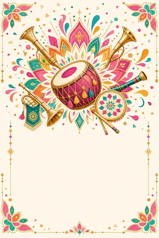 Band Baaja Baraat · Fusion — Hindu Botanical Baraat Welcome invitation card design from Ayozan