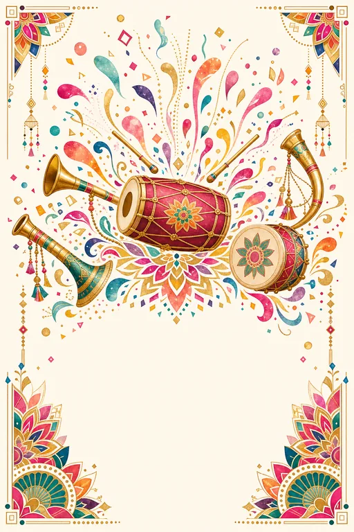 Baraat Night · Fusion — North Indian Hindu Botanical Baraat Welcome invitation card design from Ayozan