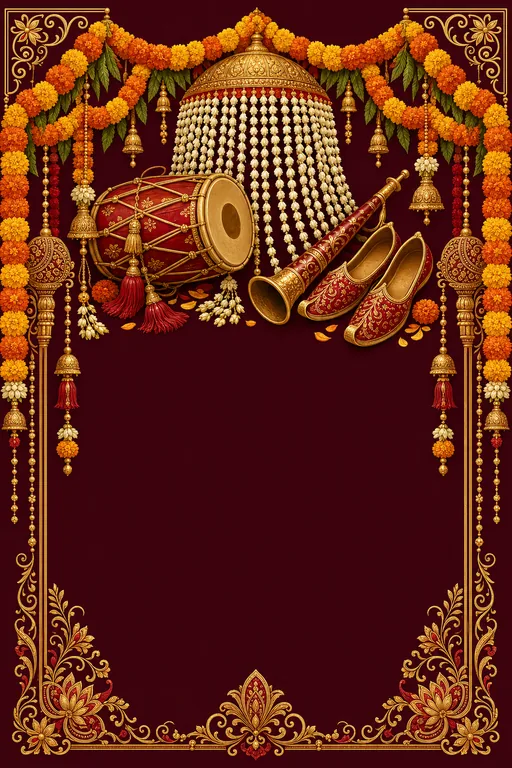 Baraat Swagat · Heritage — North Indian Hindu Traditional Baraat Welcome invitation card design from Ayozan