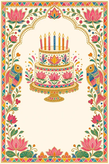 Madhubani Birthday · Fusion — Birthday card design