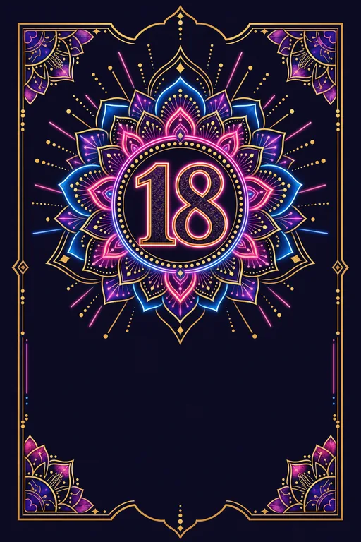 18th Neon Mandala · Fusion — Botanical Birthday invitation card design from Ayozan