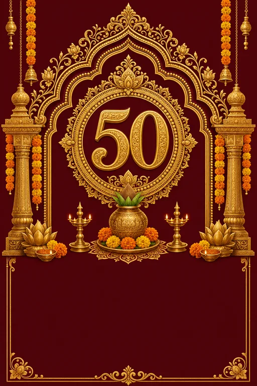 50th Birthday · Heritage — Hindu Traditional Birthday invitation card design from Ayozan