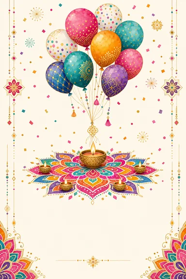 Rangoli Balloons · Fusion — Birthday card design