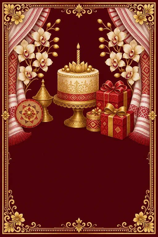 Assamese Birthday · Heritage — Assamese Hindu Traditional Birthday invitation card design from Ayozan