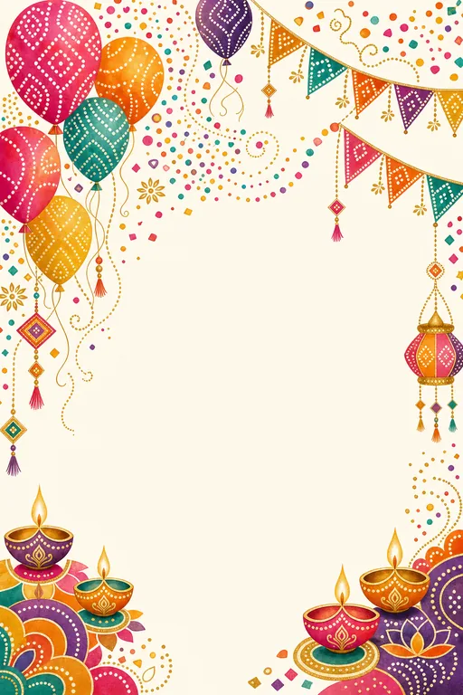 Gujarati Birthday Fusion · Fusion — Gujarati Hindu Botanical Birthday invitation card design from Ayozan