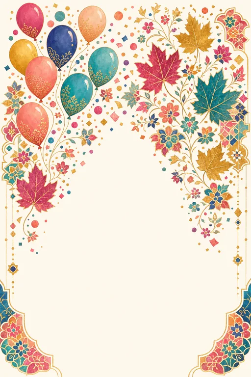 Kashmiri Birthday Fusion · Fusion — Kashmiri Hindu Botanical Birthday invitation card design from Ayozan