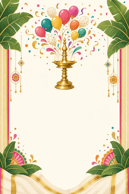 Malayali Birthday Fusion · Fusion — Malayalam Hindu Botanical Birthday invitation card design from Ayozan
