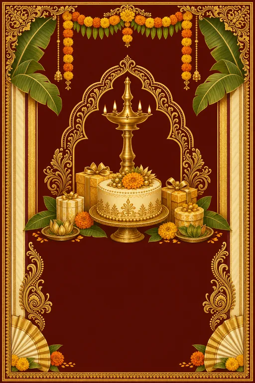 Malayali Birthday · Heritage — Malayalam Hindu Traditional Birthday invitation card design from Ayozan