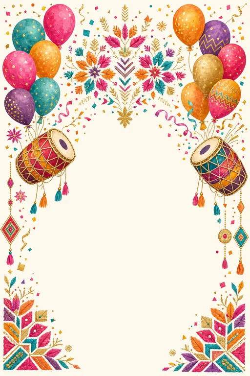 Punjabi Birthday Fusion · Fusion — Punjabi Hindu Botanical Birthday invitation card design from Ayozan