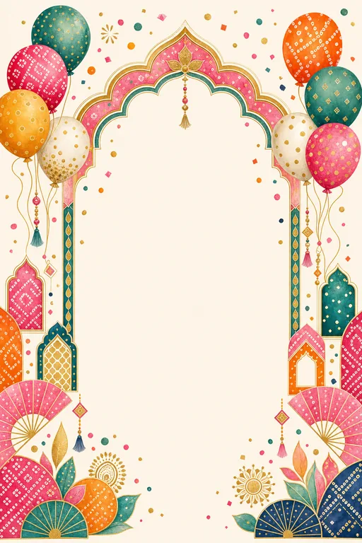 Rajasthani Birthday Fusion · Fusion — Rajasthani Hindu Botanical Birthday invitation card design from Ayozan