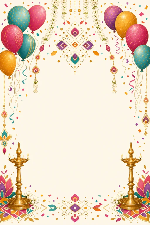 Tamil Birthday Fusion · Fusion — Tamil Hindu Botanical Birthday invitation card design from Ayozan