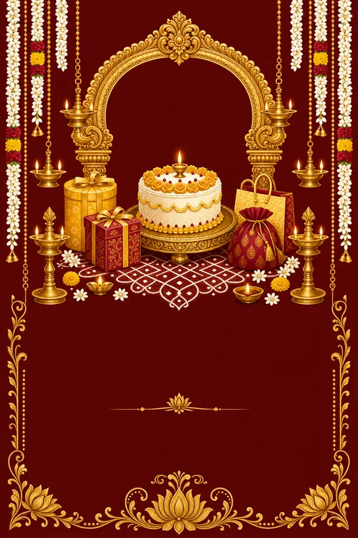 Tamil Birthday · Heritage — Tamil Hindu Traditional Birthday invitation card design from Ayozan